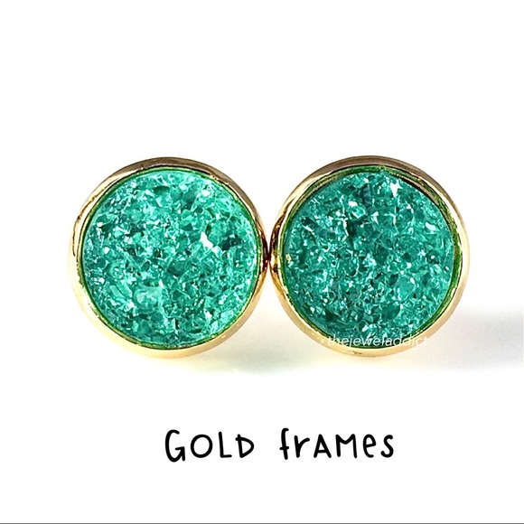 3 for 15🎀chunky mint Druzy style earrings - Picture 8 of 9